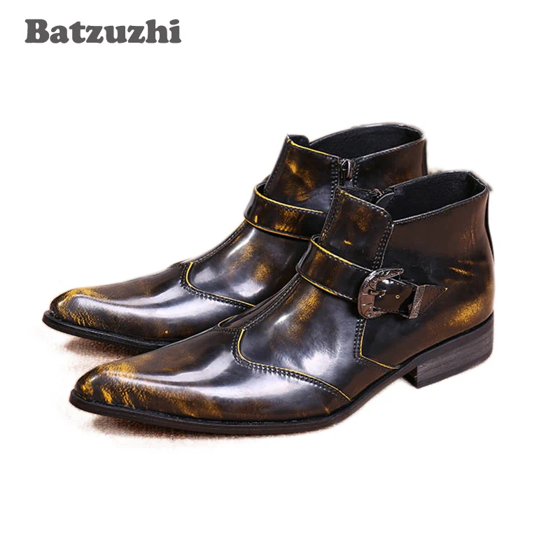 Batzuzhi New Italian Style Boots Men High Top Bronze Men Boots Pointy Toe Ankle shoes Boots for Men, Big size 45/46
Batzuzhi New Italian Style Boots Men High Top Bronze Men Boots Pointy Toe Ankle shoes Boots for Men, Big size 45/46