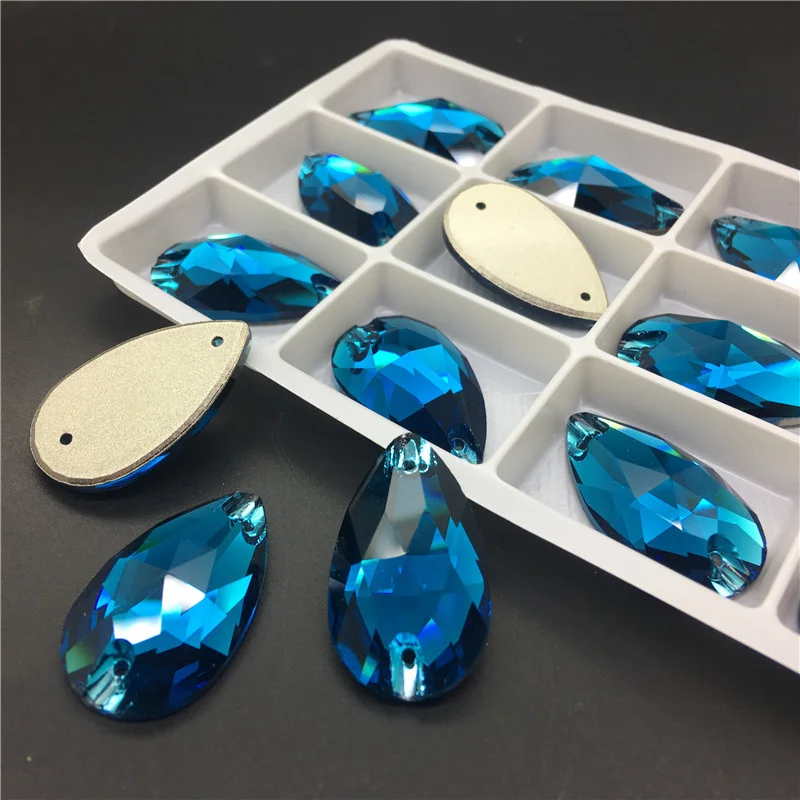 TopStone 3230 голубой циркон K9 стеклянный кристалл капля пришивной камень с плоской