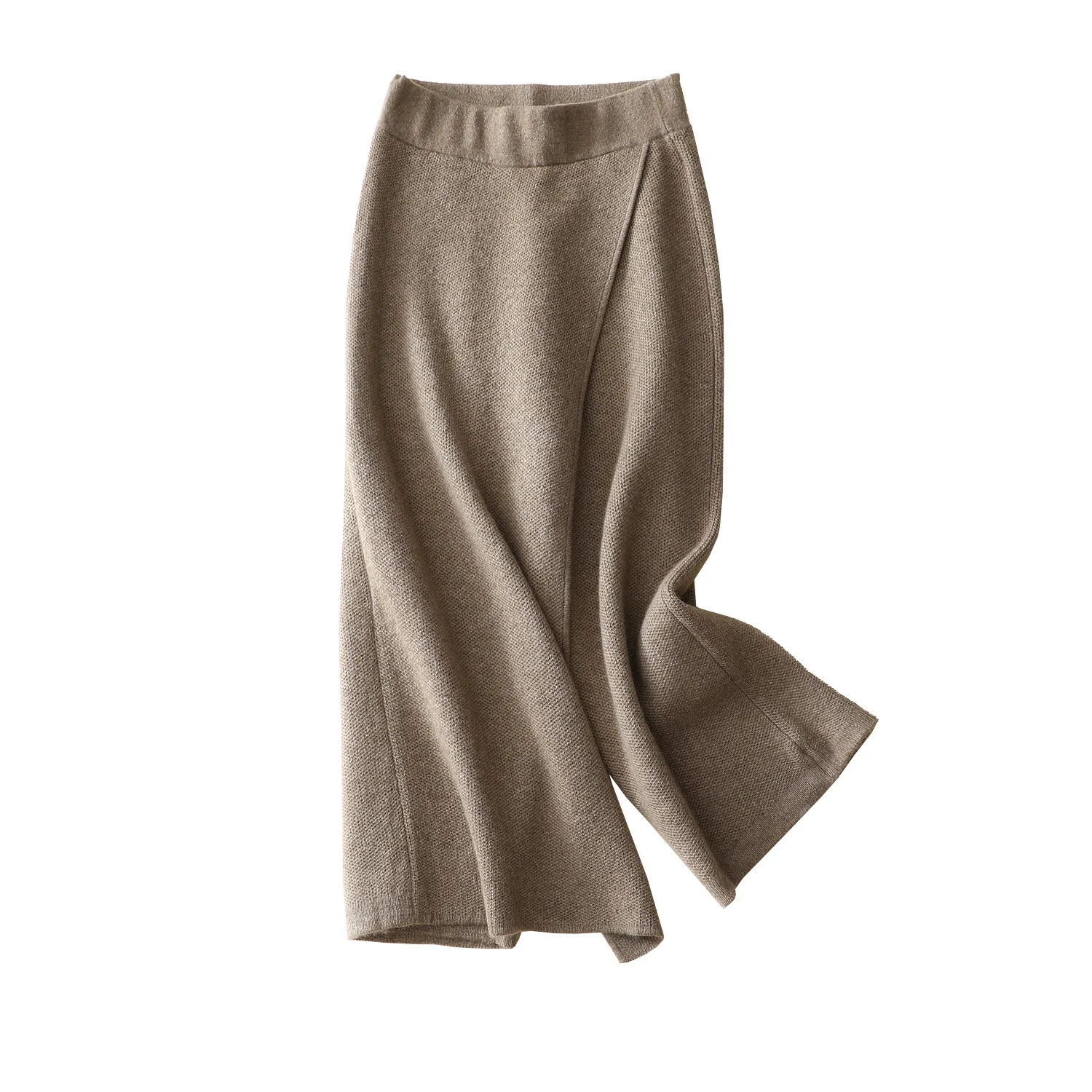 

Shuchan Cashmere High Waist Wide Leg Pants Ankle-length Knitted Loose Office Lady Solid 2018 Fashion Thick Warm Trousers Women