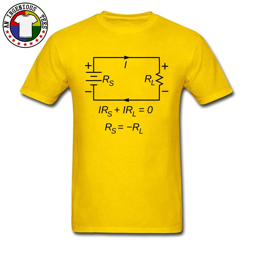 Battery and resistor circuit Short Sleeve Tops Shirts Summer/Autumn O-Neck 100% Cotton Men T Shirt Leisure Clothing Shirt Discount Battery and resistor circuit yellow