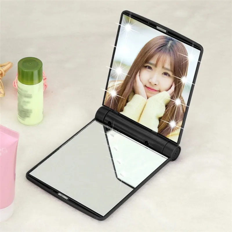 

Makeup Cosmetic Folding Portable Compact Pocket Mirror With 8 LED Lights Lamps Collapsible Retractable LED Make-up Mirror