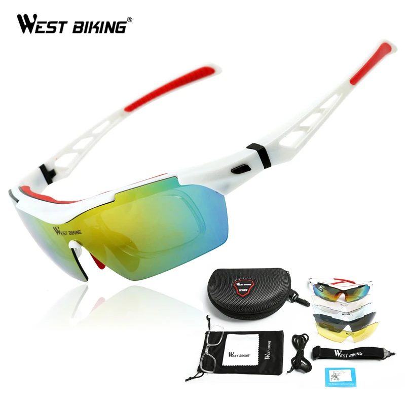 WEST BIKING Polarized Bicycle Glasses 5 Lens Cycling Sunglasses Myopia Frame Outdoor Sport Road Mountain Bike Cycling Glasses