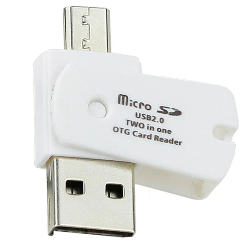 Mallom 3 цвета Мини Micro USB 2,0 OTG адаптер+ Micro SD TF кард-ридер для телефонов Android внешний портативный USB SD кард-ридер - Цвет: Белый