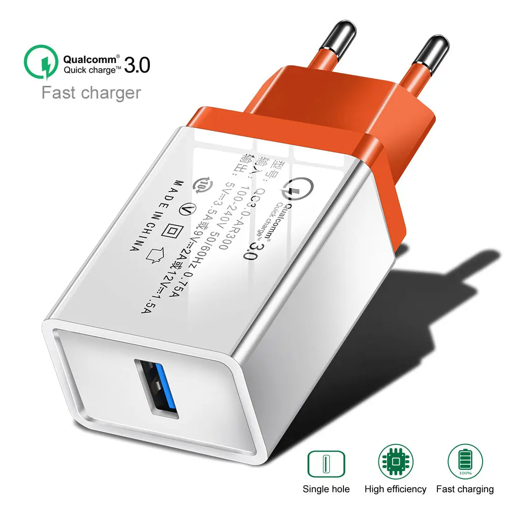 Quick Charge 3.0 USB Charger Fast EU Wall Adapter For Vertex Impress Funk City Reef Win Cube Game QC 3.0 Mobile Phone Charging - Тип штекера: Orange