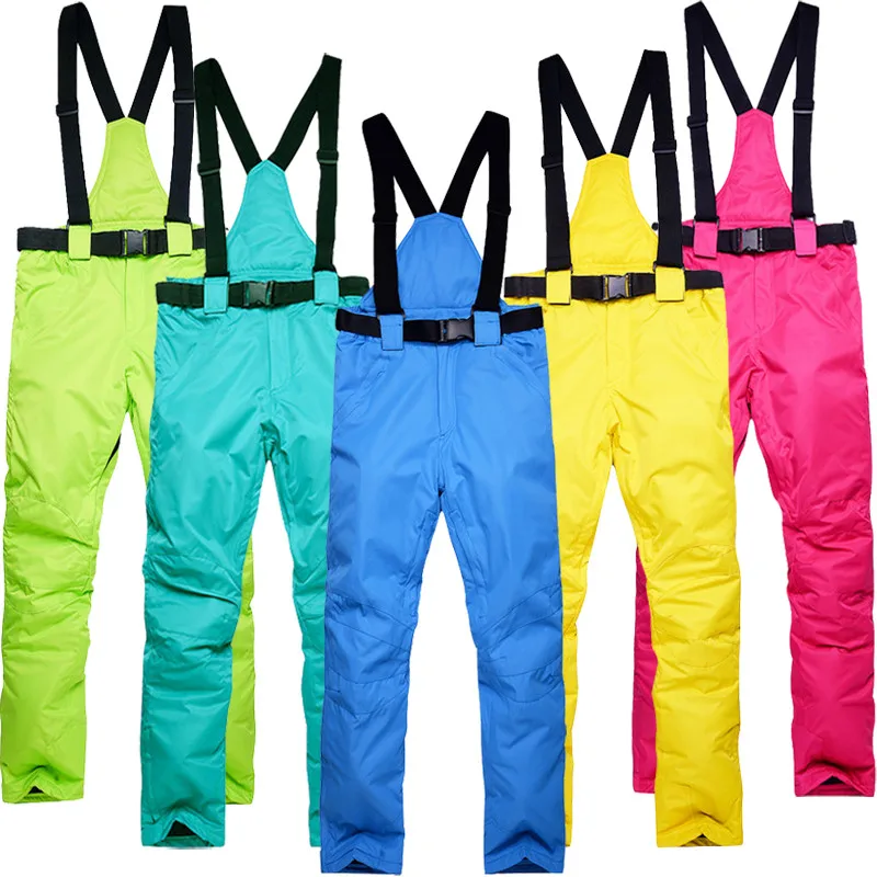 

SJ-Maurie Bib Ski Pants Waterproof Warm Winter Outdoor Sports Snow Pants Ski Trousers S-3XL Plus Size Solid Snowboard Pants