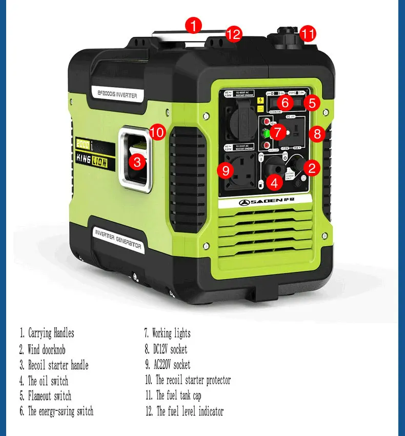 Doméstico da Gasolina Silencioso do Inversor de 2kw Gerador Digitas Carro 2kw Pequeno - rv Gerador silencioso do inversor de 2kw digitas