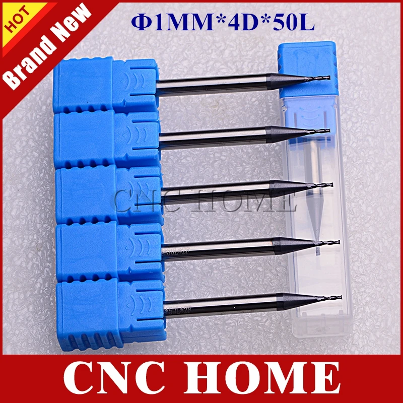 

5pcs hrc45 1mm 2 Flute Tungsten Carbide CNC Router Bits Lathe Milling Tools Cutter End Mill for Metal Cutting 3mm Cutting Length