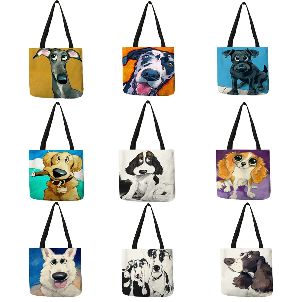  Customize Greyhound Black Dog Print Women Lady Fashion Tote Bag Fabric Handbags Folding Reusable Sh - 32907982290