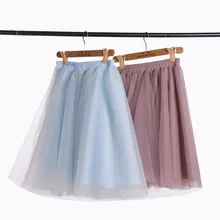Бледно-синяя юбка для маленьких девочек, 4 слоя, модная Юбка-миди, новая мода, falda tul mujer,, настоящая фотография, любой цвет