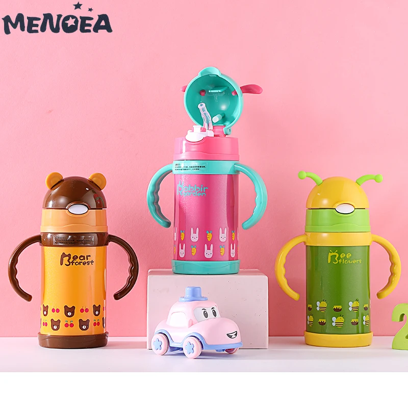 

Menoea 300ML High Quality Stainless Steel Kids Vacuum Flasks Children Thermos Mug High capacity Cute cartoon Thermal Wate Bottle