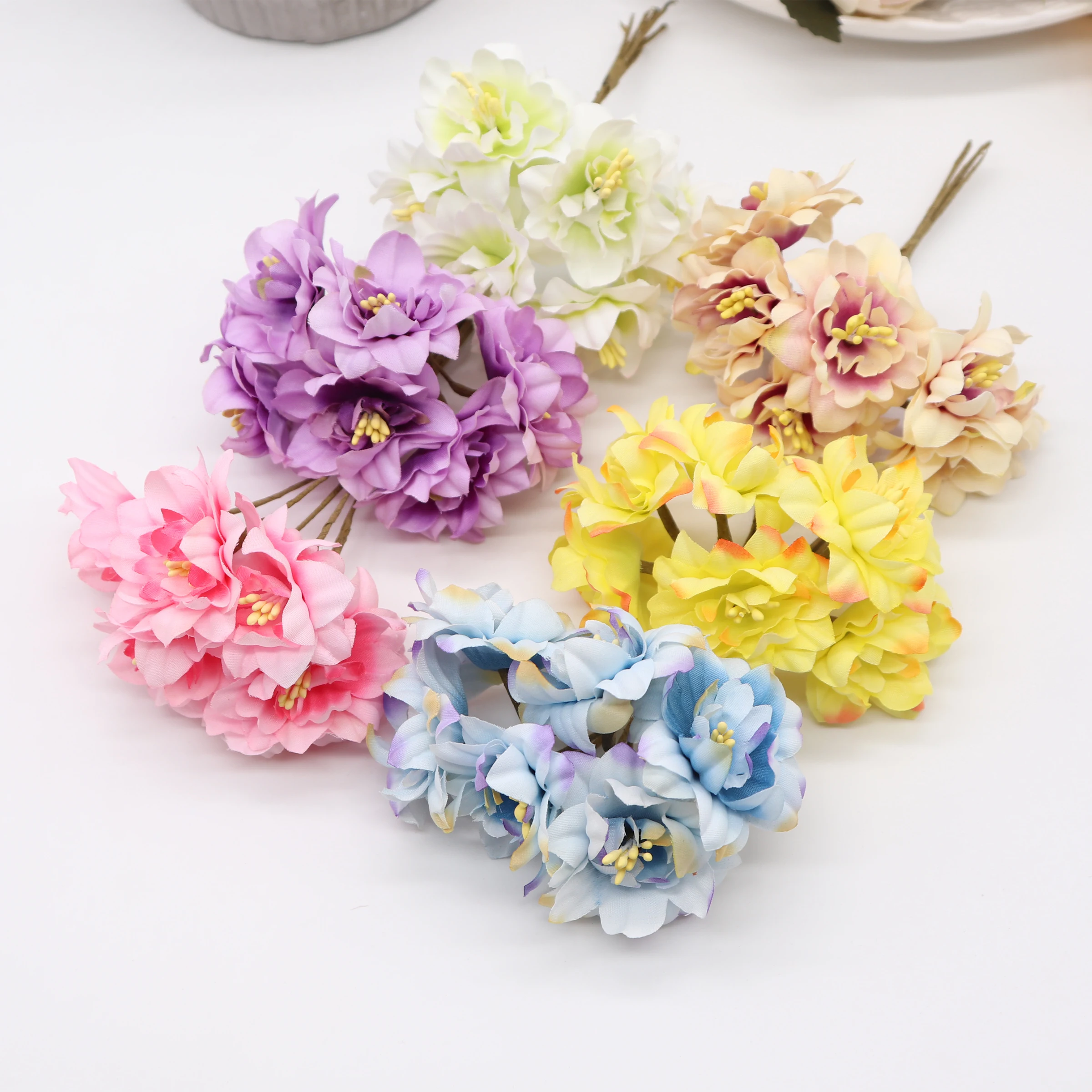 

6pcs artificial silk Peony Wedding Bouquet garland decorated handmade craft scrapbook supplies candy gift boxes decorated