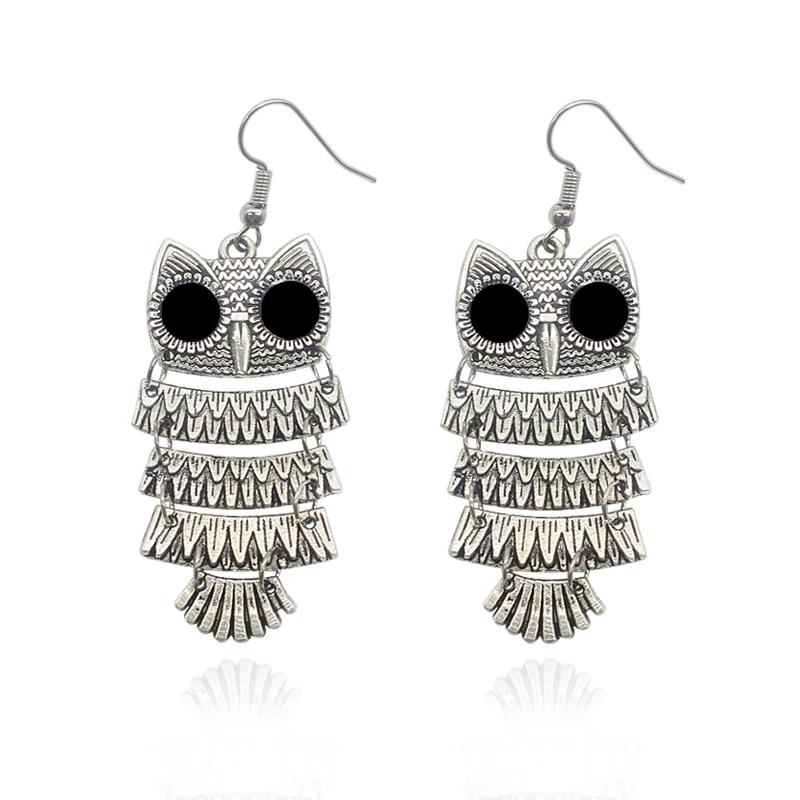 Vintage-Bohemian-Owl-Earrings-For-Women-Hollow-Tassel-Animal-Earrings-Hip-Hop-Bronze-Silver-Metal-Ear