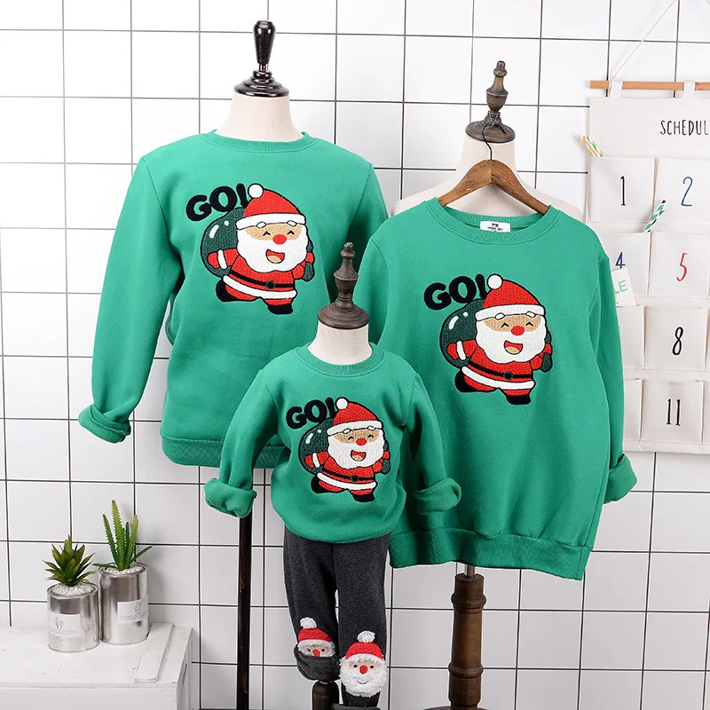 

Family Matching Outfits Dad Mom Kids Christmas Plush Winter Warm Sweater Boys Girls romper Cartoon Cute Pullover Cotton Clothes