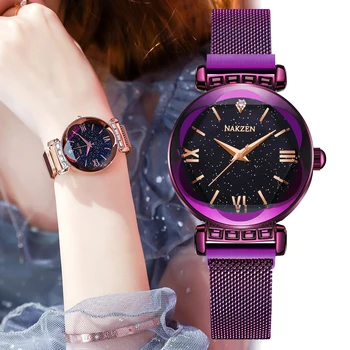 

Top Brand Black starry sky Star Ladies Watch Japanese Imported movement Petal Cutting Diamond Magnetic Strap women watches clock