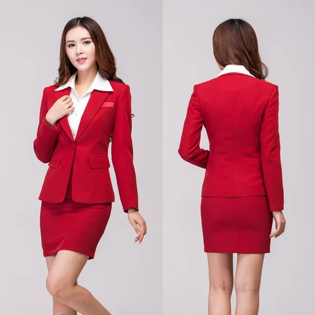 Autumn Winter Formal Female Skirt Suits for Women Work