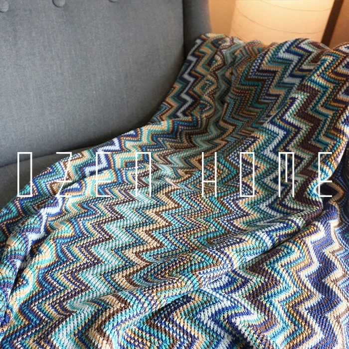 Plaid Bedspreads Indian Knitting Blanket Decoration Carpet Weighted Blanket Tassel Knitted