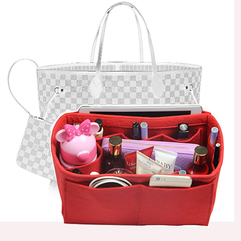 Us 15 92 20 Off Fits Sdy 25 30 35 40 Neverfull Mm Gm Pm Purse Insert Diaper Bag Customizable Felt Tote Organizer W Milk Water Bottle Holder In