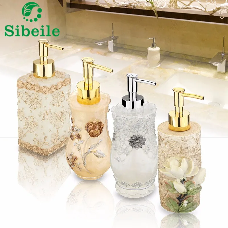 

SBLE 3D цветок ванная комната Домашний отель жидкость диспенсер для мыла; Для дезинфицирующих средств Смола насос лосьон емкость для шампуня флакон цветочный принт