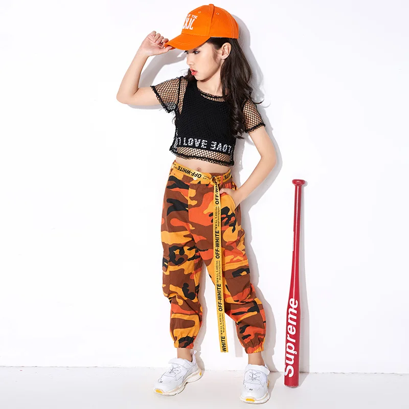 

Children'S Jazz Dance Costume Girls Hip Hop Jazz Dance Clothes Female Children Summer Navel Suit DQL127