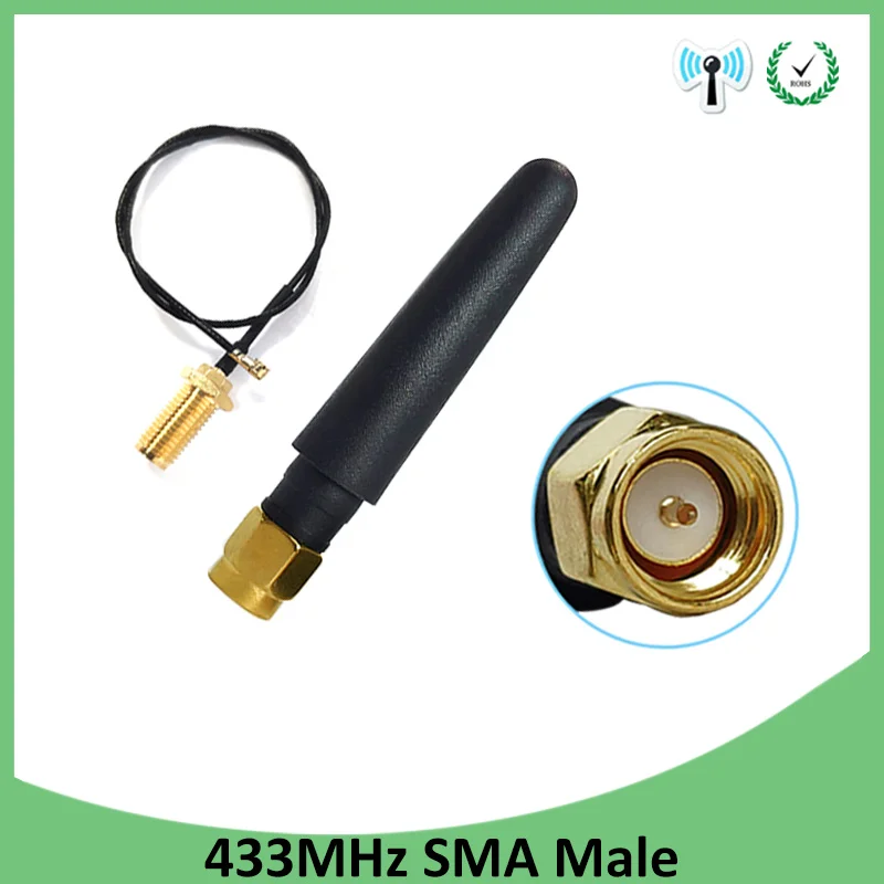 

20pcs 433MHz Antenna 2.5dbi SMA Male Connector 433 mhz antena waterproof directional antenne + 21cm RP-SMA/u.FL Pigtail Cable