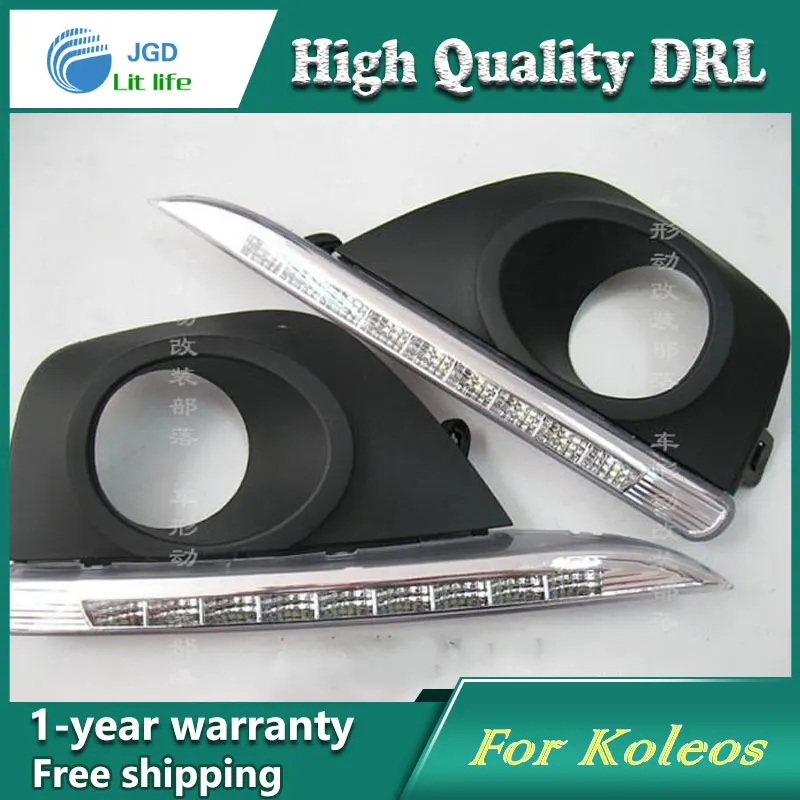 

Free shipping !12V 6000k LED DRL Daytime running light case for Renault Koleos fog lamp frame Fog light Car styling