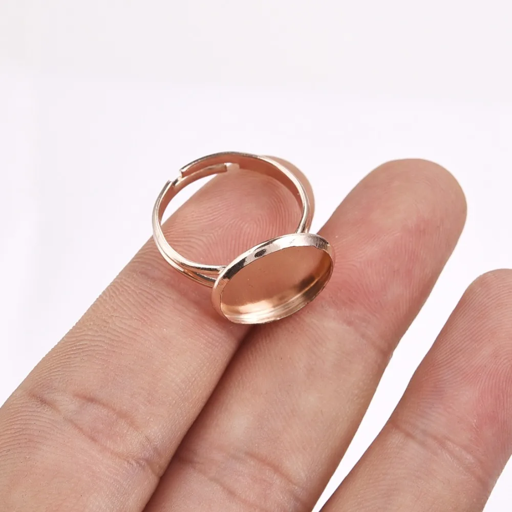 Brass Cabochon Adjustable Ring Setting 14mm Round Bezel Gem Blank Base Rose Gold Plated (4)