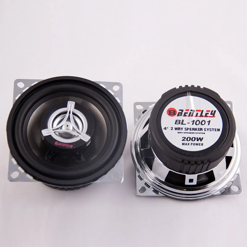 Chrome Coated Frame High Power Speakers Pair 4inch 200W 2 Way Car Audio Coaxial Auto Loudspeakers Free Shipping