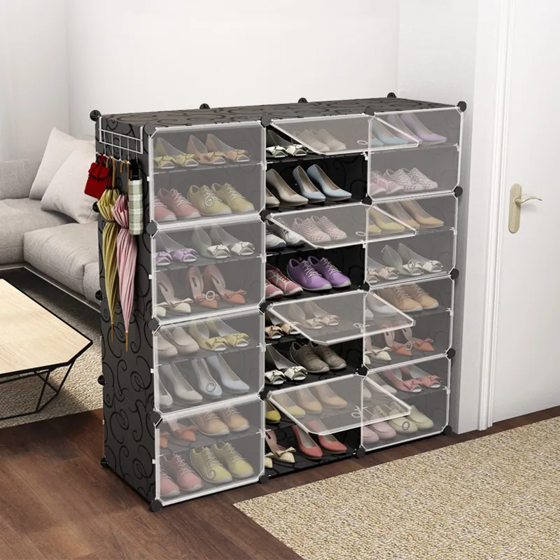 

New Recommended Plastic Free Combination Shoe Rack Steel Frame Shoebox Sneakers Cabinet Organizational Storage