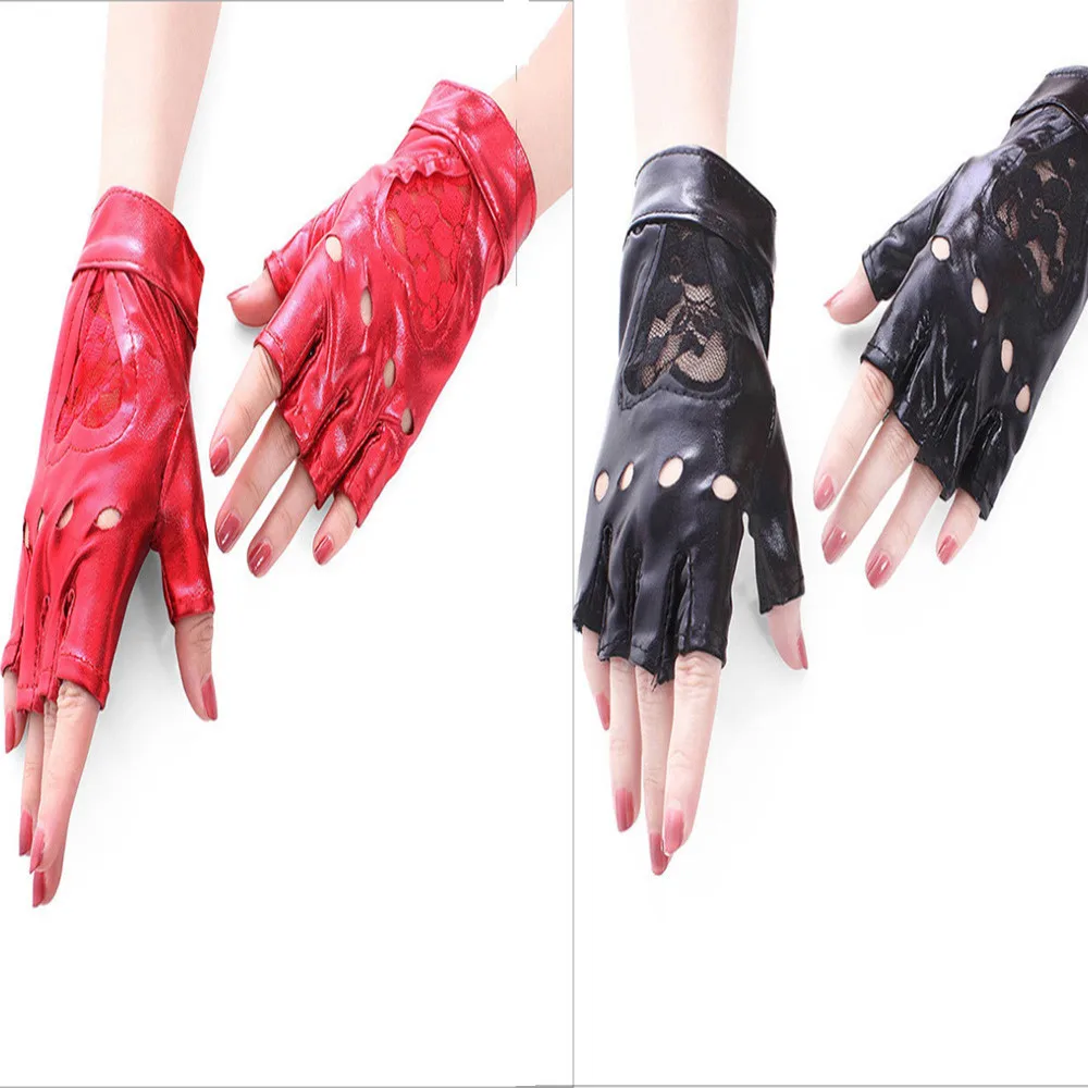 Punk Goth Lady Lace Fingerless Disco Dance Costume Mesh