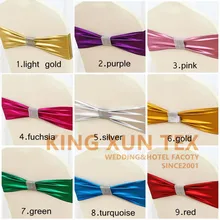 25 шт./партия, повязка на стул с металлическим бронзовым покрытием из лайкры и спандекса, галстук-бабочка для свадебного украшения чехла для стула