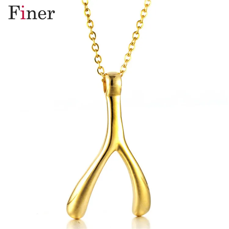 

New Style Fashion Hot Sale Silver Rhodium White Gold Wishbone Pendant Simple Beautiful Necklace Chain For Women Design