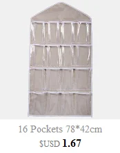 16 Pockets 78*42cm Household Clear Hanging Bag Socks Bra Underwear Rack Hanger Storage Organizer Wardrobe New#0