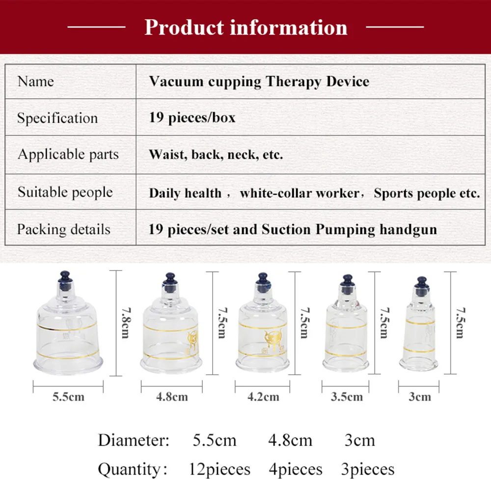 BOLIKIM Suction Cups jar Acupunture Vacuum Cupping Set Massager Tanks Banks vacuum suction therapy cupping set cans for massage