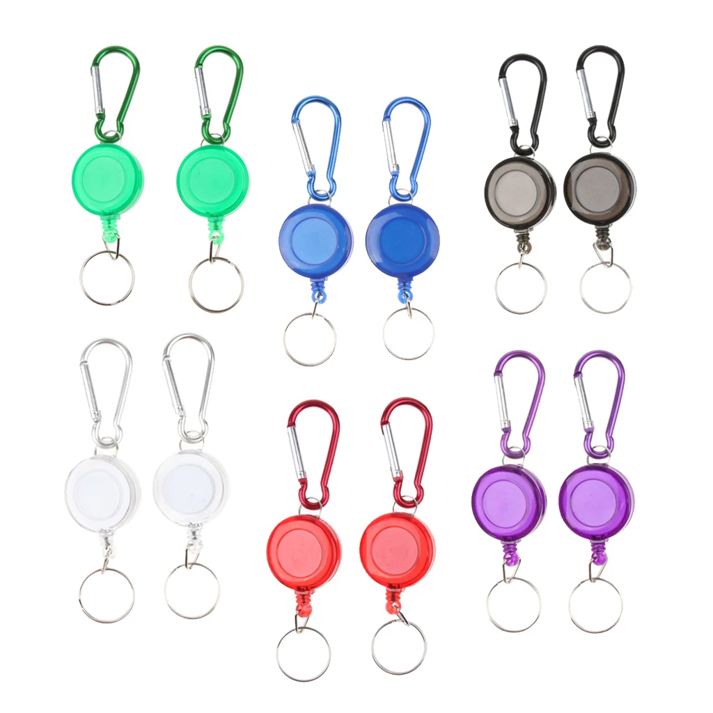 

12pcs Retractable Key Chain Reel Recoil Pull Key Ring Belt Carabiner Key Ring Holder Chain Outdoor Tools
