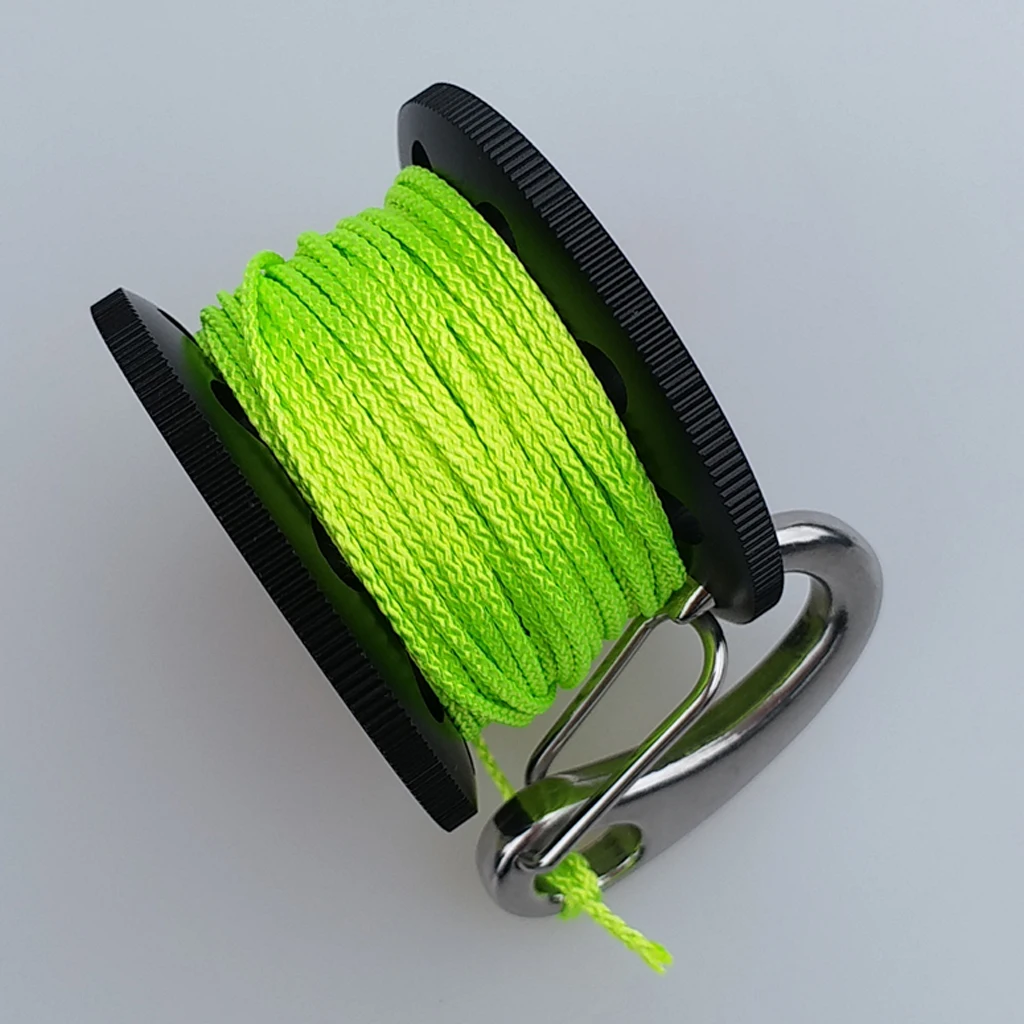10m Alloy Scuba Diving Finger Reel Spool With Bolt Snap&10m Fiber Line for Water Sport Diving Snorkelling