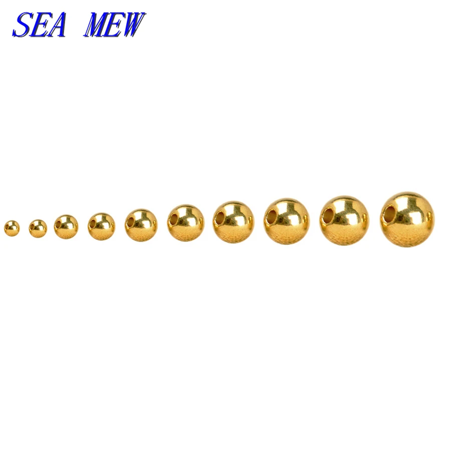 

100 PCS 2mm 2.5mm 3mm 3.5mm 4mm 5mm 6mm 7mm 8mm 10mm 12mm 14mm Metal Raw Brass Round Beads DIY Hole Beads For Jewelry Making