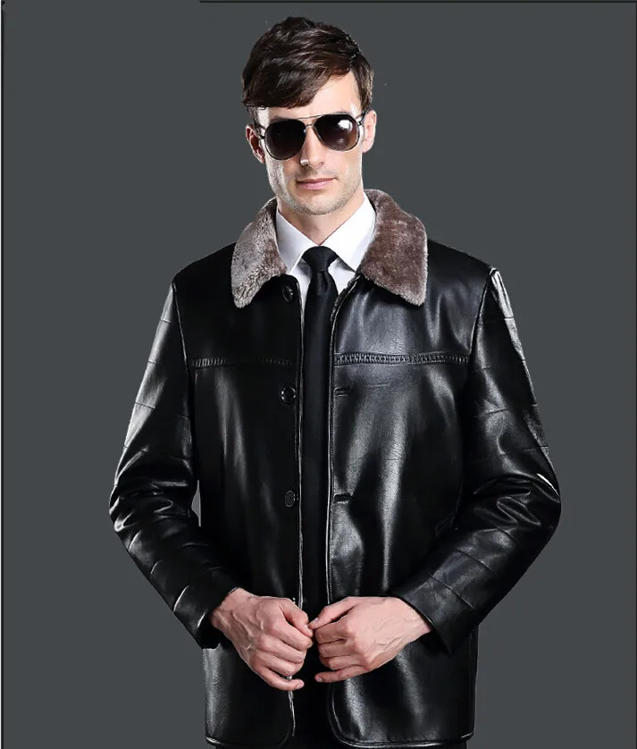 Зимние кожаные куртки, мужские пальто из искусственного меха, мужская повседневная мотоциклетная кожаная куртка, утолщенная верхняя одежда, пальто для мужчин, большой размер