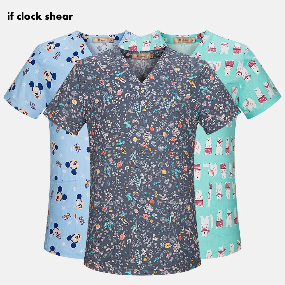 

High quality Medical Surgical Uniforms pharmacy Hospital Nurse Scrub Tops Breathable Beauty salon Dentistry Pet doctor overalls