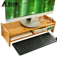 Luxury Bamboo Standing Desk or Monitor Stand Riser, Office Desk Accessories Organizer