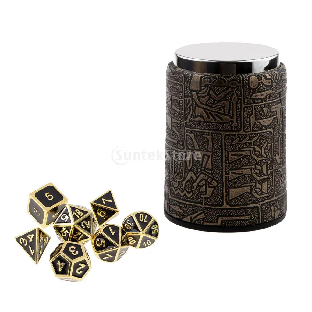 7PCS Metal Polyhedral Dice D4-D20 for Dungeons and Dragons Game &Dice Cup #1