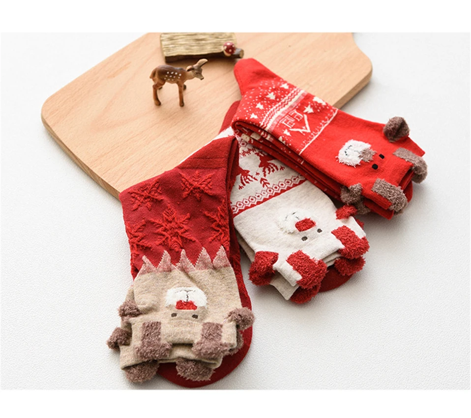 New 2018 Women Sock Winter Warm Christmas Gifts Stereo Socks Soft Cotton Cute Santa Claus Deer Socks Xmas Christmas Socks Cute (9)