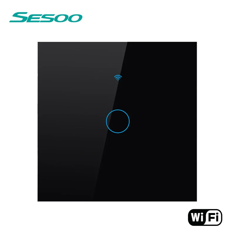 SESOO WI-FI умный сенсорный переключатель приложение Беспроводной дистанционного светильник настенный выключатель 1 группа с украшением в виде кристаллов Стекло Панель работает с Alexa/Google Home - Цвет: WIFI-EU-SK3-01 Black