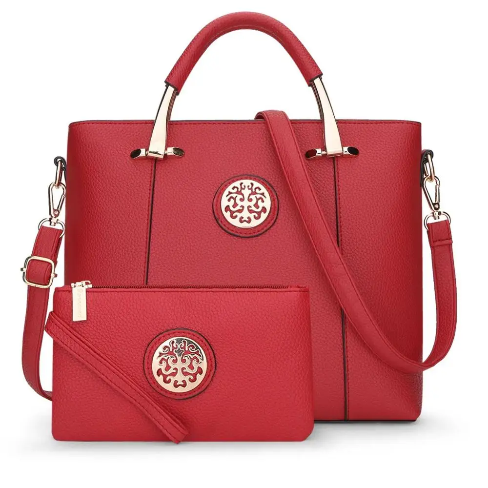 

New Luxury PU Leather Hand bags 2 Pcs Composite Bags Set Lady Shoulder Crossbody Women Bag Female Wallet Clutch Bag
