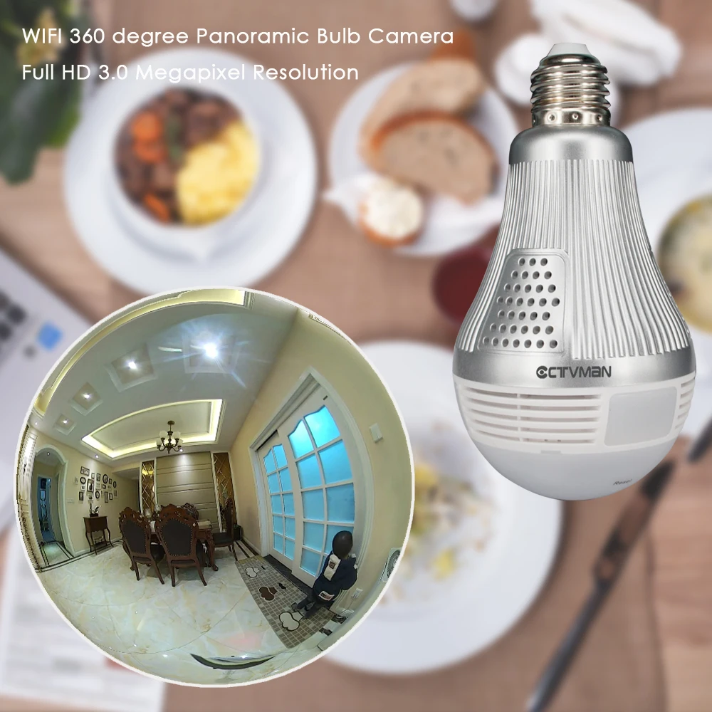  CTVMAN Wifi 360 IP Camera Bulb CCTV Video Cameras Fisheye Andriod IOS Security Wireless Baby 960P 1 - 32848848074