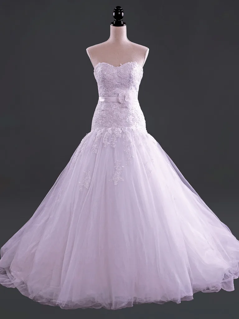 Elegant Sweetheart Sleeveless font b Wedding b font font b Dress b font Strapless Applique Mermaid