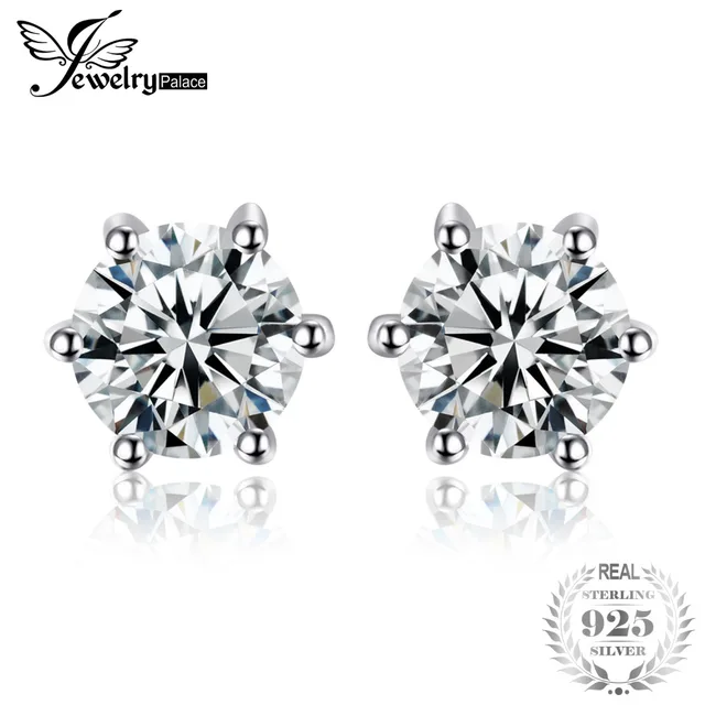 Jewelrypalace Round 1 2ct Natural White Topaz Earrings Stud Solid Jewelrypalace Round 1 2ct Natural White Topaz Earrings Stud Solid 925 Sterling Silver Anniversary Jewelry New