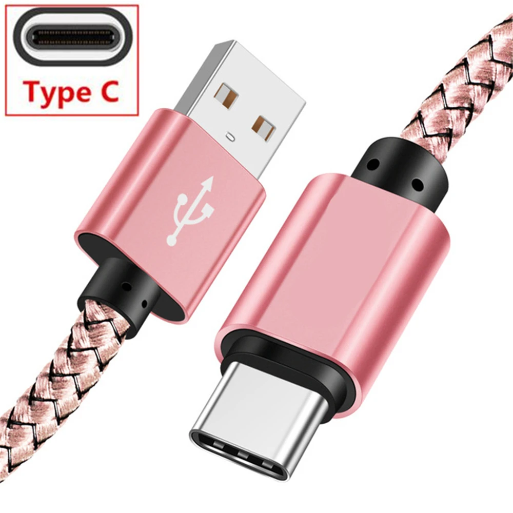 Прочный тканый кабель для зарядки и синхронизации данных 1 ~ 3 м Type C зарядный Huawei P20