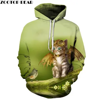 

Cat with Wing&Bird 3D Print Hoodie Men Women Sweatshirt Hooded Tracksuit Fashion Pullover Hoody Streetwear Spring Coat Dropship