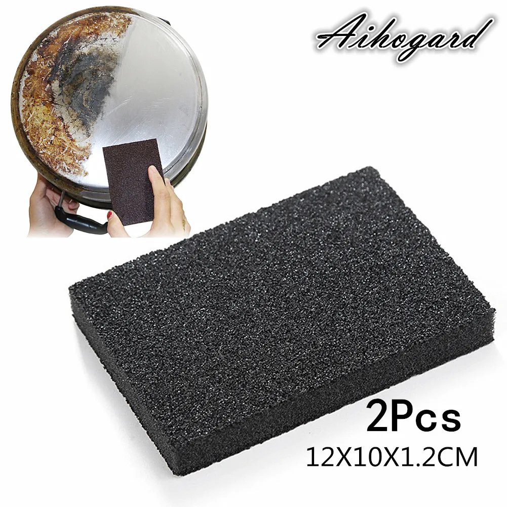 

2 Pcs 12X10X1.2CM Black Nano Emery Magic Cleaner Rub The Pot Except Rust Focal Stains Sponge Kitchen Cleaning Accessories/Tools