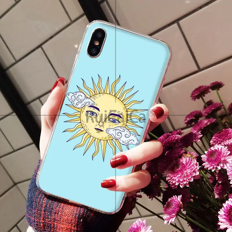 Чехол Ruicaica для телефона с изображением Солнца и Луны, роскошный уникальный дизайн, чехол для iPhone 8, 7, 6, 6S Plus, 5, 5S, SE, XR, X, XS MAX, чехол